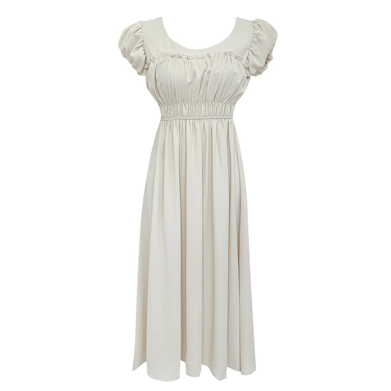 

Summer Puff Sleeve Retro Mori Style French Style Kikyou Dress First Love Dress Ankle Fairy Waist Slimming Temperament