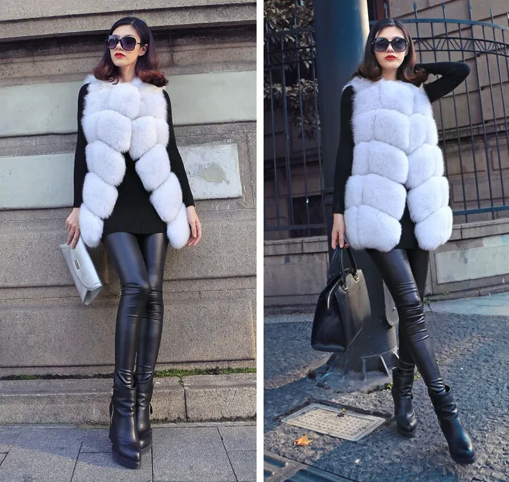

Women Faux Fox Fur Vest Winter Thick Fluffy Sleeveless Warm Coat Vests Outerwear Luxury Fur Jacket Elegant Mujer Bontjas 2020