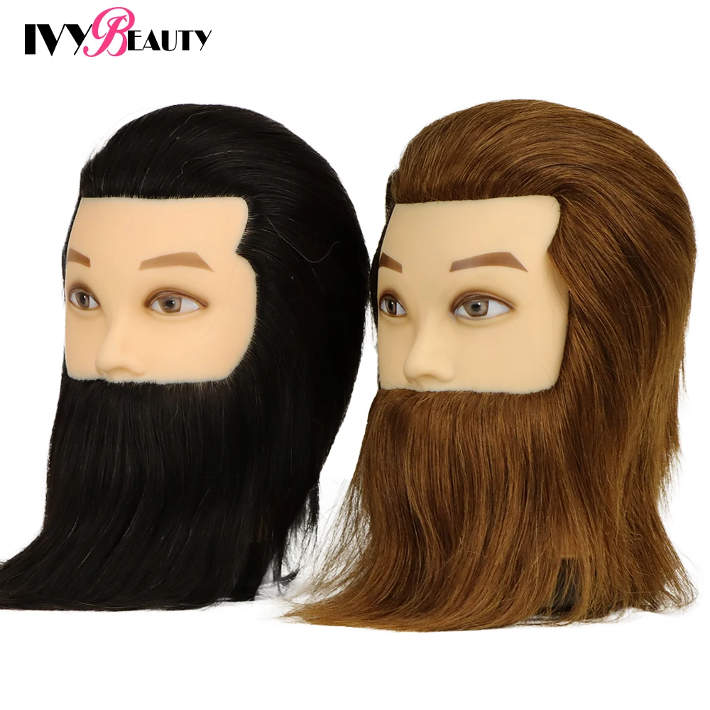 Мужской манекен голова с бородой 100% человеческие волосы косметология