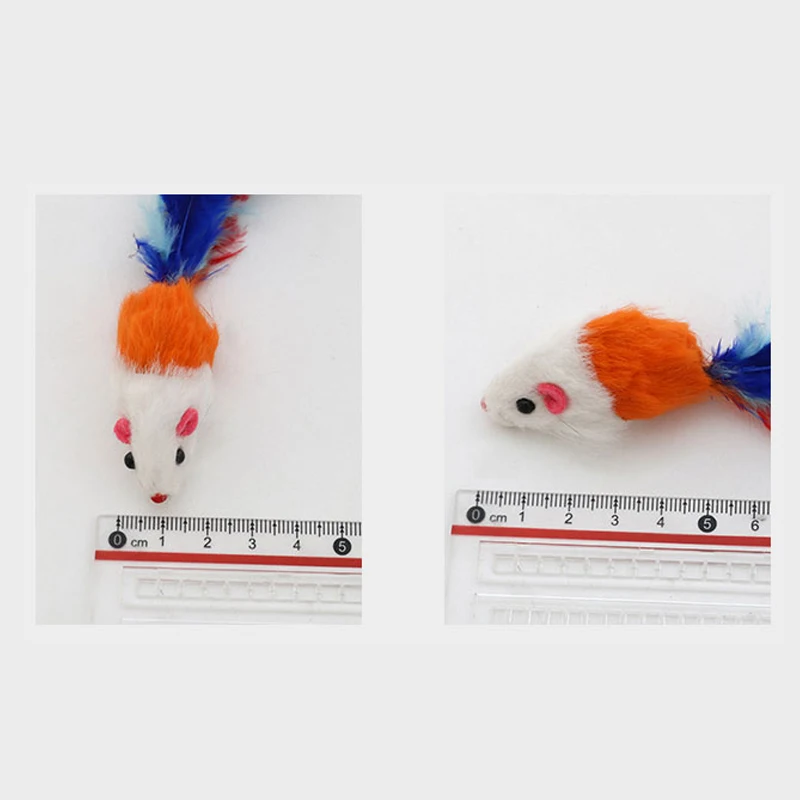 

Cute Mini Soft Fleece False Mouse Cat Toys Colorful Feather Funny Playing Training Toys For Cats Kitten Puppy Pet Supplies