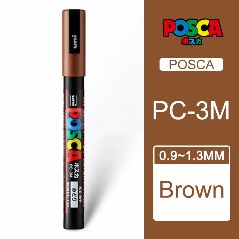 1 шт., одношариковые, Posca, PC-3M, средние маркерные ручки, постер, рекламная ручка, ФНЕ, слово, водяной знак - Цвет: brown