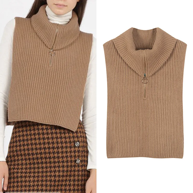 

Getspring Women Vest Irregular Knitting Sweater Vests Women Vintage Casual Apricot Khaki Autumn Winter Waistcoat Women 2020 New