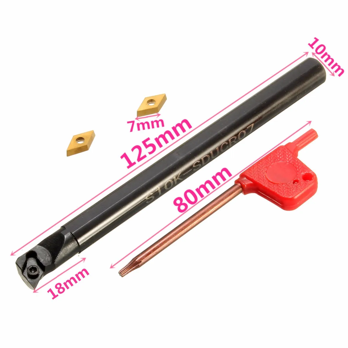 

S10K-SDUCR07 Turning Tool Holder Internal Boring Bar with 2pcs DCMT0702 Carbide Insert Machine Tool