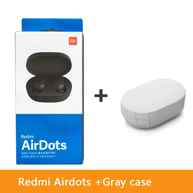 Add Grey Case Горячие Xiaomi Redmi AirDots беспроводные наушники bluetooth управление языком Автоматическое Сопряжение мини смарт-гарнитуры - Цвет: Add Grey Case