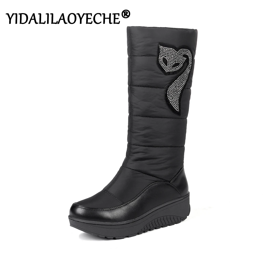 Зимние сапоги из искусственной кожи плюшевые зимние Женская водонепроницаемая