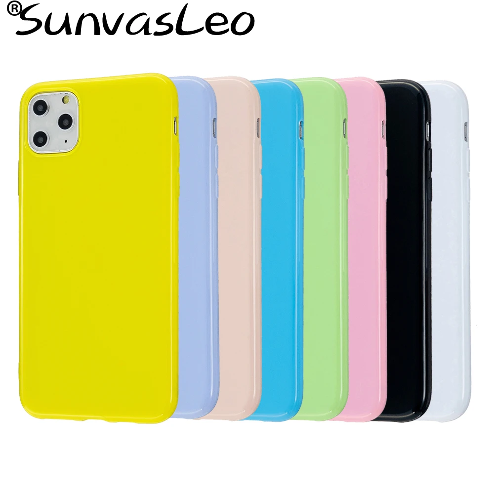 

Pastel Colorful Candy Glossy Soft TPU Case Phone Back Cover for iPhone 5 5S SE 6 6s 7 8 Plus X XR XS Max 11 11Pro 11 Pro Max