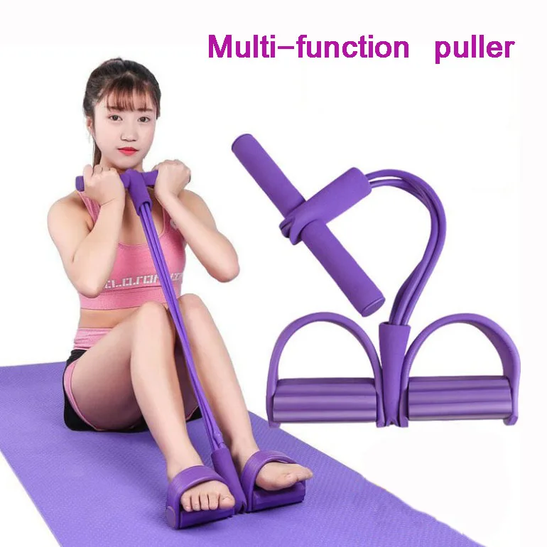 

4 Tube Rubber Fitness Elastic Abdominal Home Gym Sport Equipment Pull Rope Ankle Puller Resistance Bands Pedal Exerciser