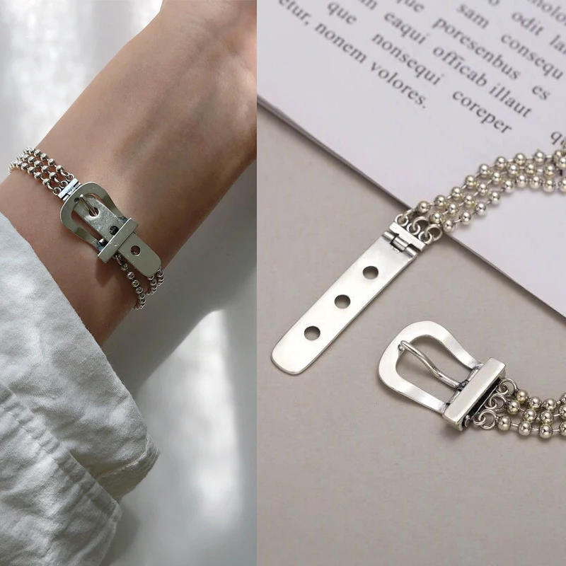 Браслет для женщин стерлингового серебра 925 серебряная пряжка ремня