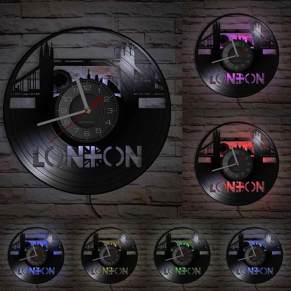 Часы с изображением Биг-Бен в Лондоне Англии виниловой пластинки настенные часы