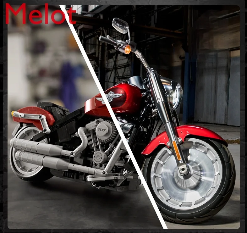 Motocicleta Davidson para adultos, juguetes de bloques de construcci&oacute;n montados, gigante, variedad creativa-1
