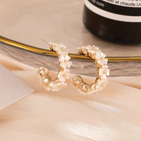 shangzhihua south korea simple shell flower earrings c shaped irregular fashion earrings womens jewelry 2020 new