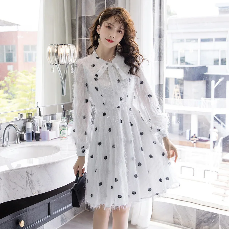 

2021 Autumn And Winter New Dresses Fashion Little Ladies Clothes Carefully Machine Skirt Light Mature Temperament