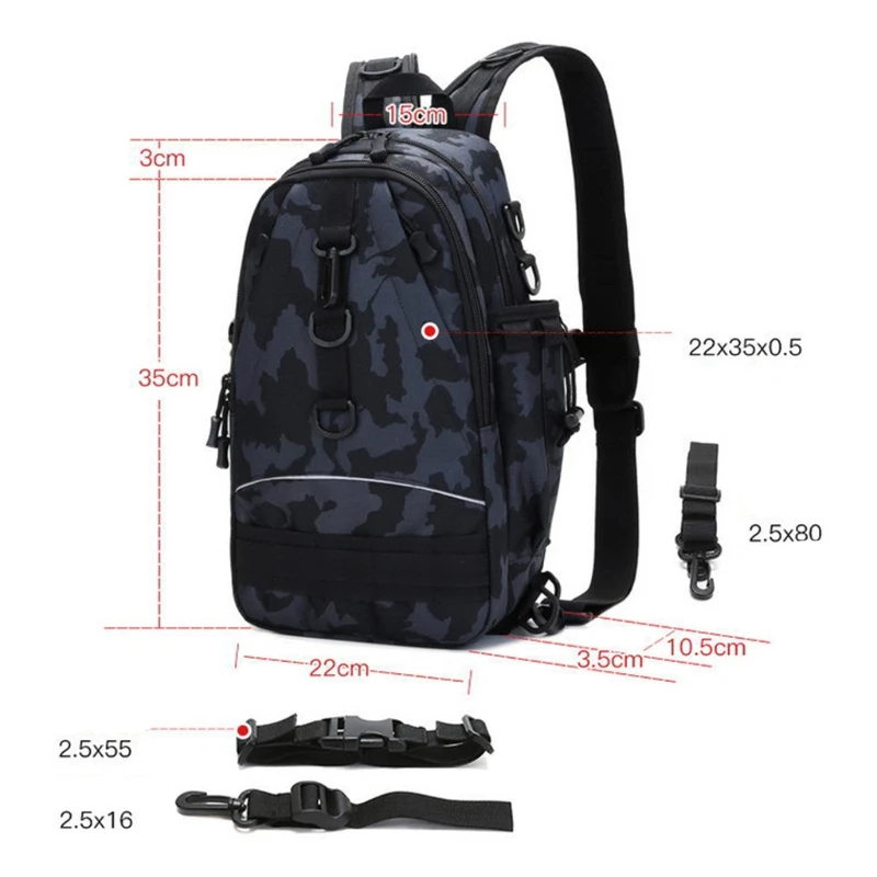 

Outdoor Fishing Tackle Bag Backpack with Rod Holder Shoulder Crossbody Package