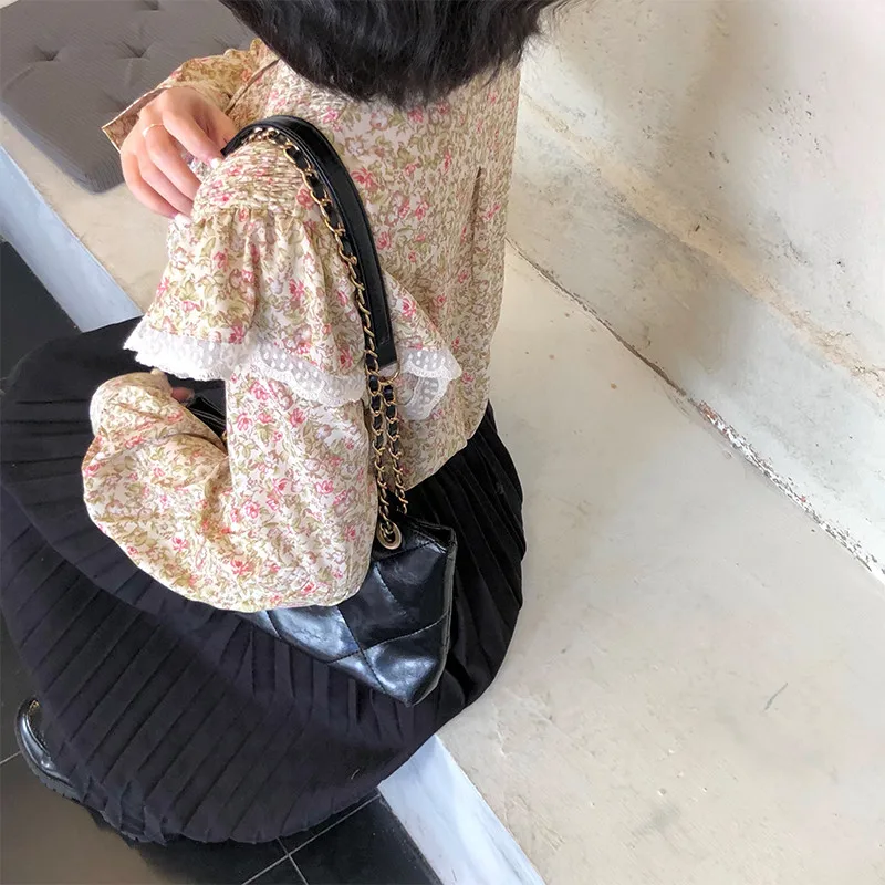 Женская шифоновая блузка с оборками свободная рубашка цветочным принтом в