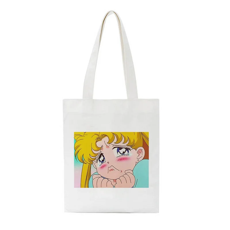 2238 Сейлор Мун кошка милая сумка на плечо Новинка Harajuku мультфильм печати холщовые сумки колледж открытый карман Большая вместительная сумка женская сумка - Цвет: 2238