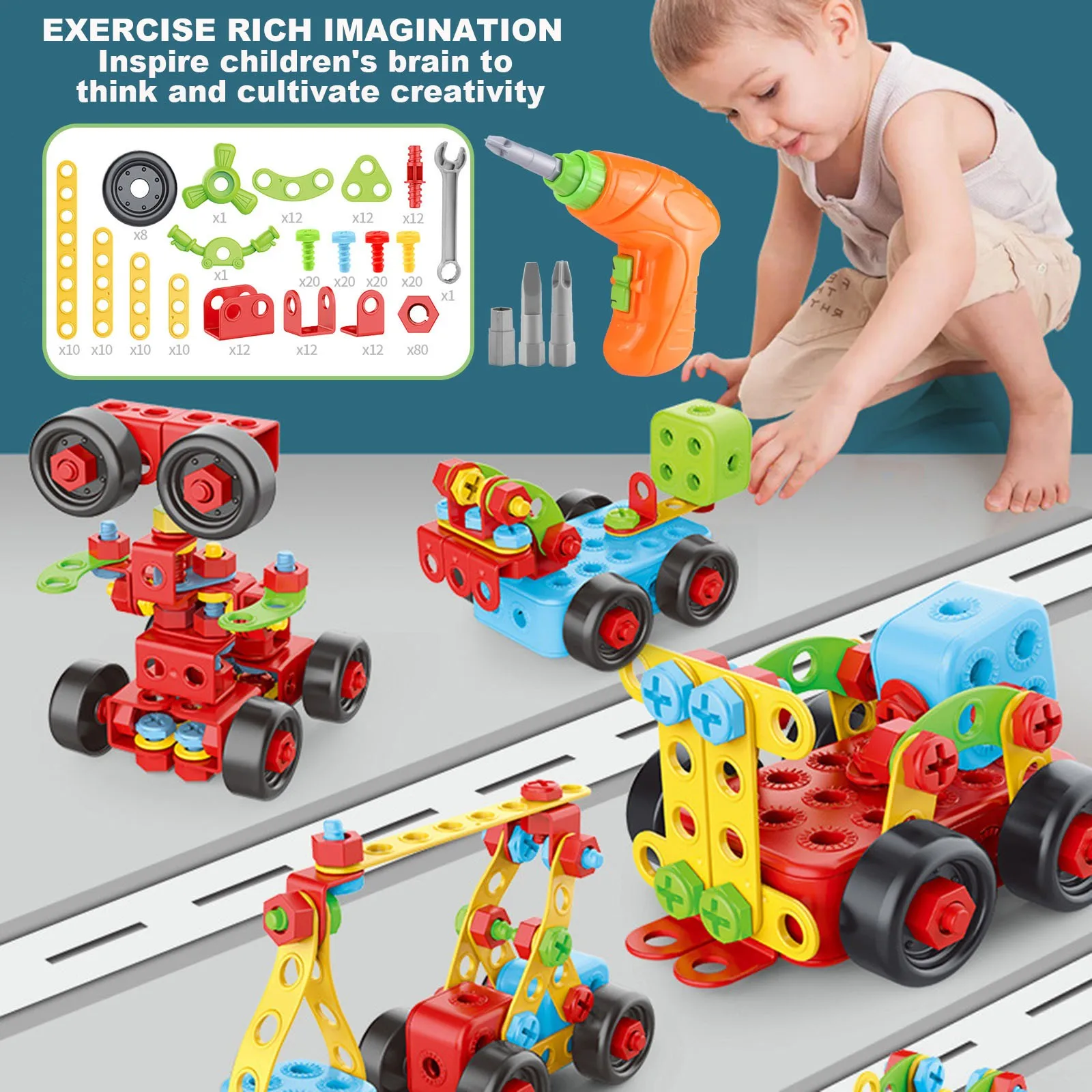 DIY Children Constructor Screw Assembly Machine Nut Building Blocks Kids Assembling Educational Toy Designer For Boys Gift 288PC | Игрушки и