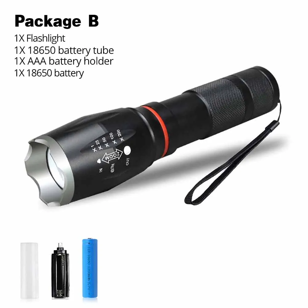 Package B Многофункциональный светодиодный фонарик Мощный T6 L2 водонепроницаемый фонарь с зумом COB дизайн фонарик хвост супер магнит дизайн кемпинг лампа - Испускаемый цвет: Package B