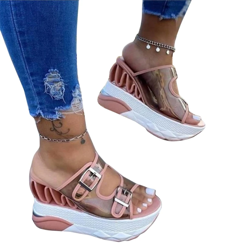 

New Arrival Fashion Summer INS High Wedges Sandals Women 2020 Brand Casual Bright Colors Platform Beach Shoes Woman