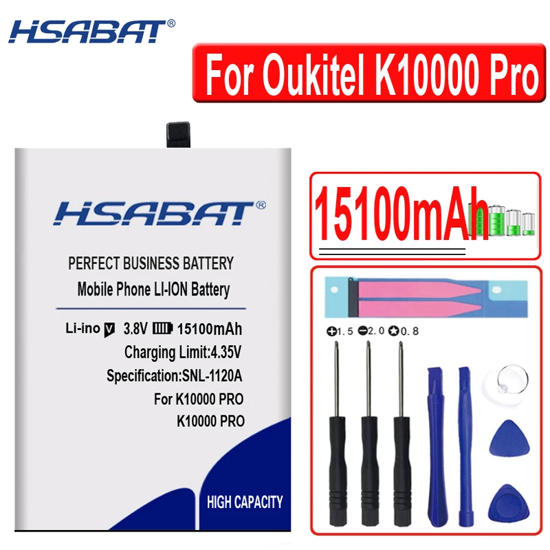 Аккумулятор HSABAT 15100 мАч для Oukitel K10000 Pro/12000 мАч для Oukitel K10000/13100 мАч для Oukitel K10000 Max