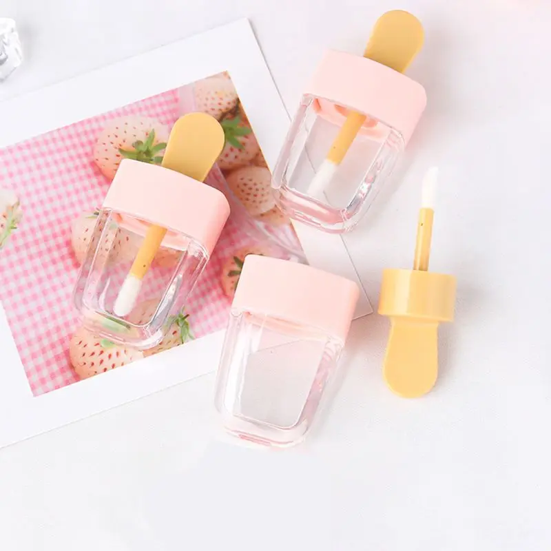 

5Pcs Clear Ice Cream Lip Gloss Tube Empty Lip Balm Refillable Container with Lid