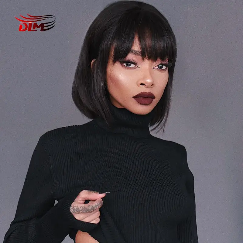DLM короткие прямые парики боб для косплея челки термостойкий синтетический