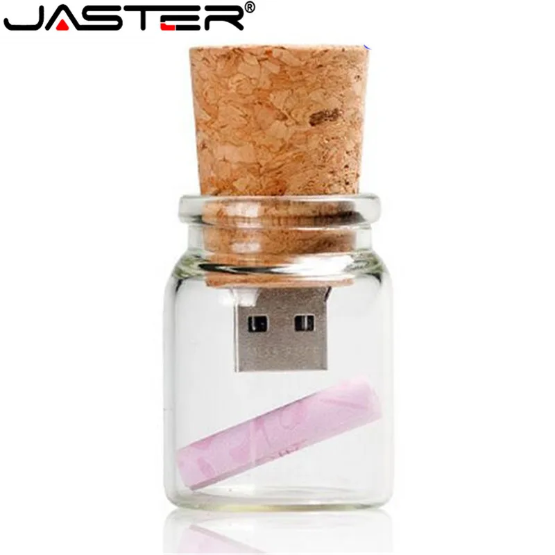 JASTER стеклянный флакон для дрифта с пробковой USB флешкой (прозрачный) 4 гб 8 16 32 64