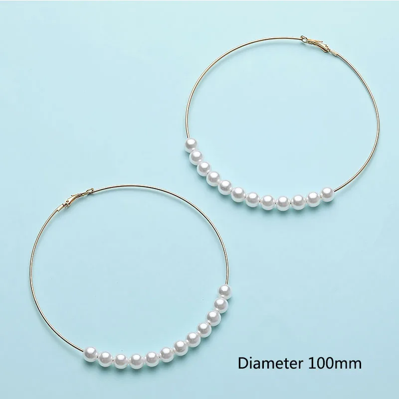 Женские серьги с белым и черным жемчугом богемные круглые большие серьги-кольца