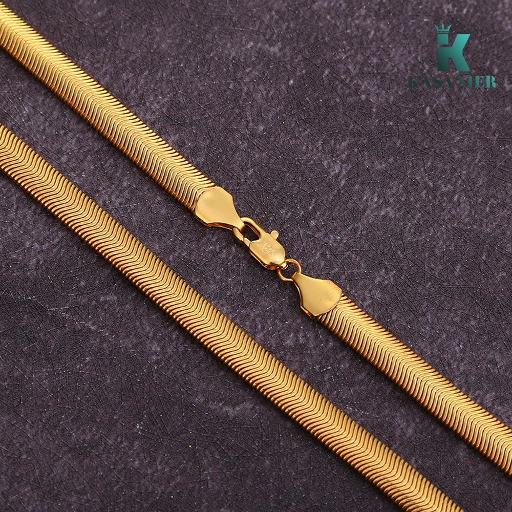 Мужское колье из мягкой искусственной кожи 6 мм 16-24 дюйма золотистая или