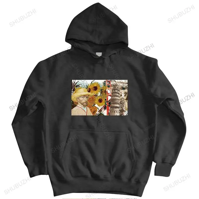 

Мужская повседневная толстовка с капюшоном для подростков, Высококачественная Мужская хлопковая толстовка оверсайз с капюшоном Ван Гога, ...
