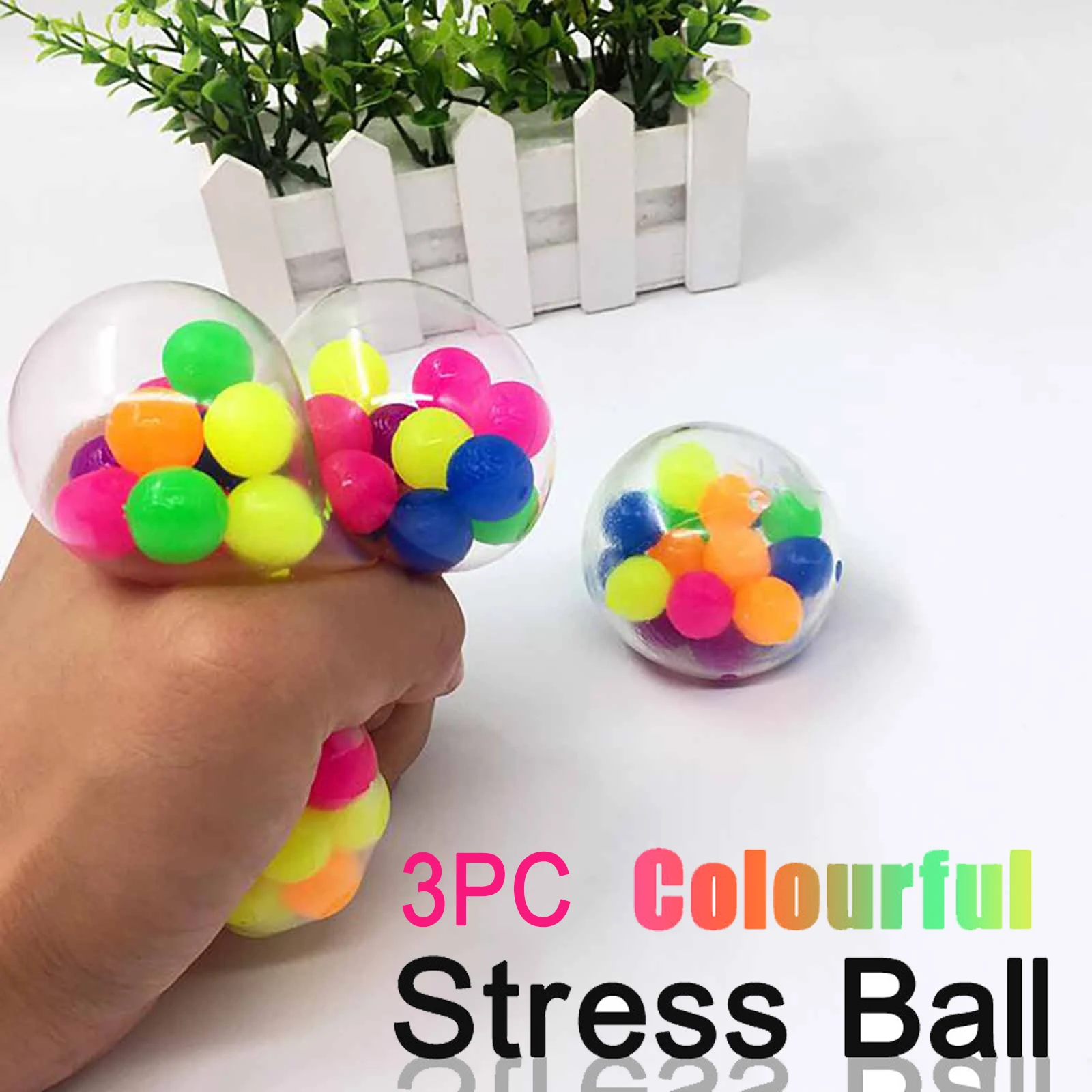 

3pc Non-toxic Color Sensory Toy Office Stress Ball Pressure Ball Stress Reliever Toy Decompression Fidget Toy Stress Relief Gift