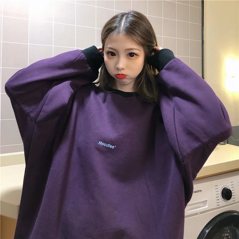 Толстовка Женская с круглым вырезом зимний бархатный пуловер надписью BF в стиле