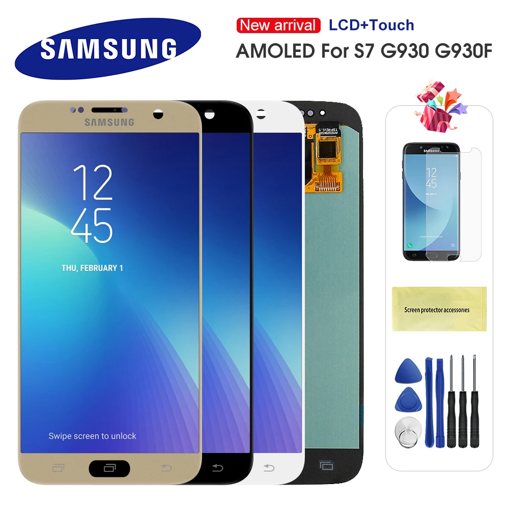 Оригинальный ЖК дисплей для Samsung Galaxy S7 Плоский G930 G930F сенсорный экран дигитайзер