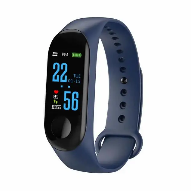 Синий DOOLNNG(VIP LINK) M3 Plus смарт-Браслет фитнес-трекер часы Smartband спортивный браслет здоровье браслет - Цвет: Синий