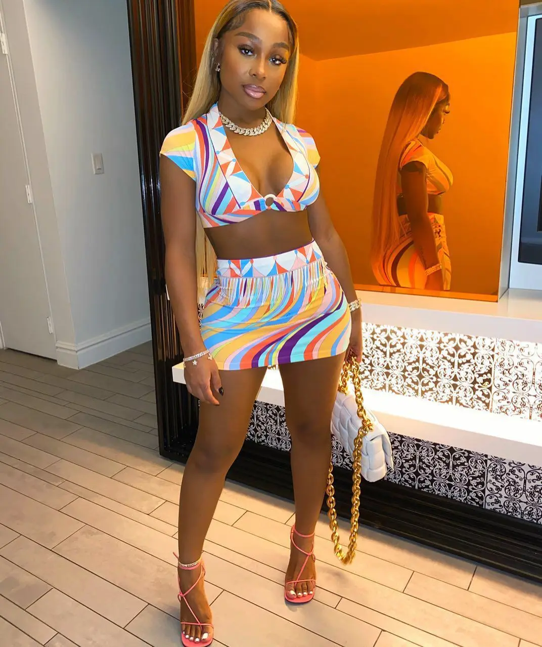 

2021 Women's Fashion Sexy Color Wrapped Chest Two-piece Dress