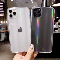 gradient rainbow laser phone case for iphone x xs max xr transparent acrylic covers for iphone 12 mini 11 pro max 6 6s 7 8 plus