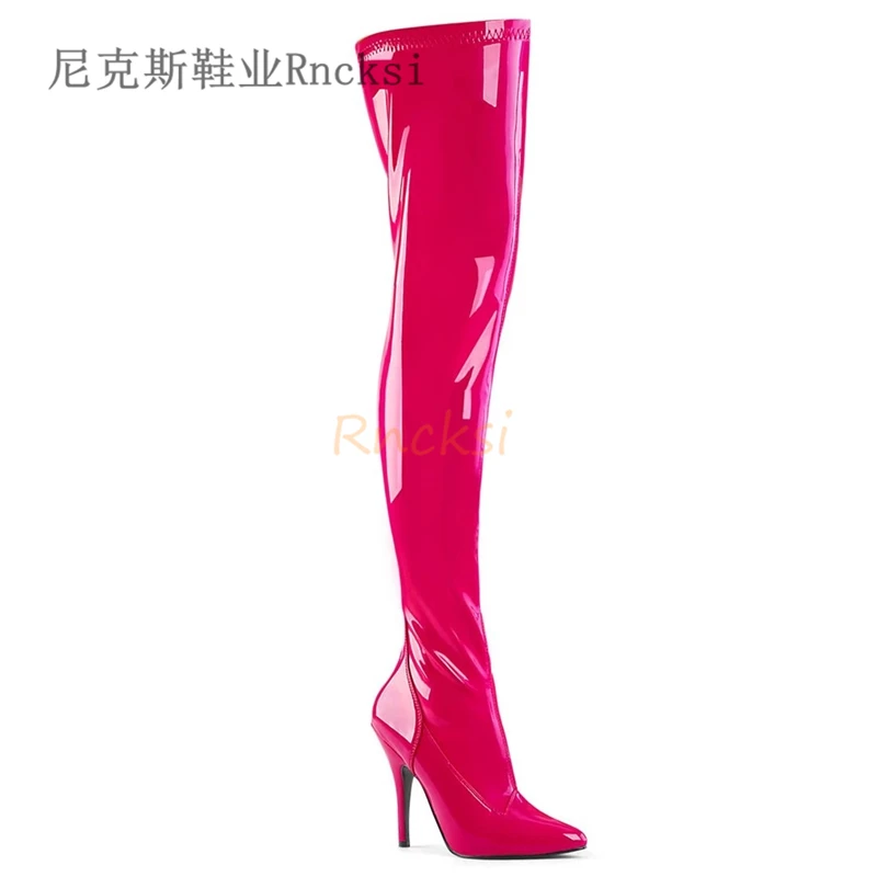 Rncksi 13cm Heel height 2020 Fashion  Sock Boots Pointy Toe Over-the-Knee Heel Thigh High Pointed Toe Woman Boot size 34-46