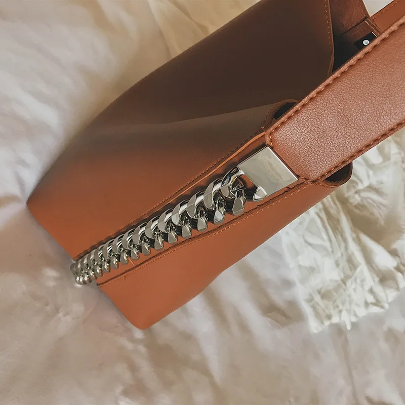 

LUCDO Brand Luxury Handbags Design Large Capacity Chain Bucket Shoulder Bag Leather Women's Shopping Totes Bolsos Mujer Sac A