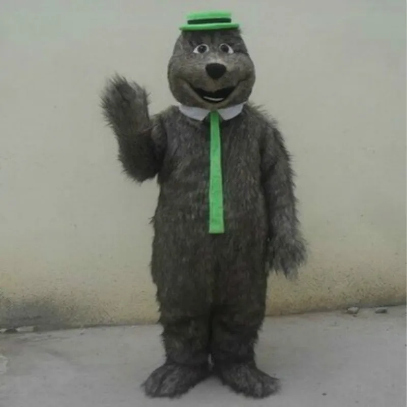 Длинный пушистый костюм талисмана с серым медведем и мышкой из мультфильма моль