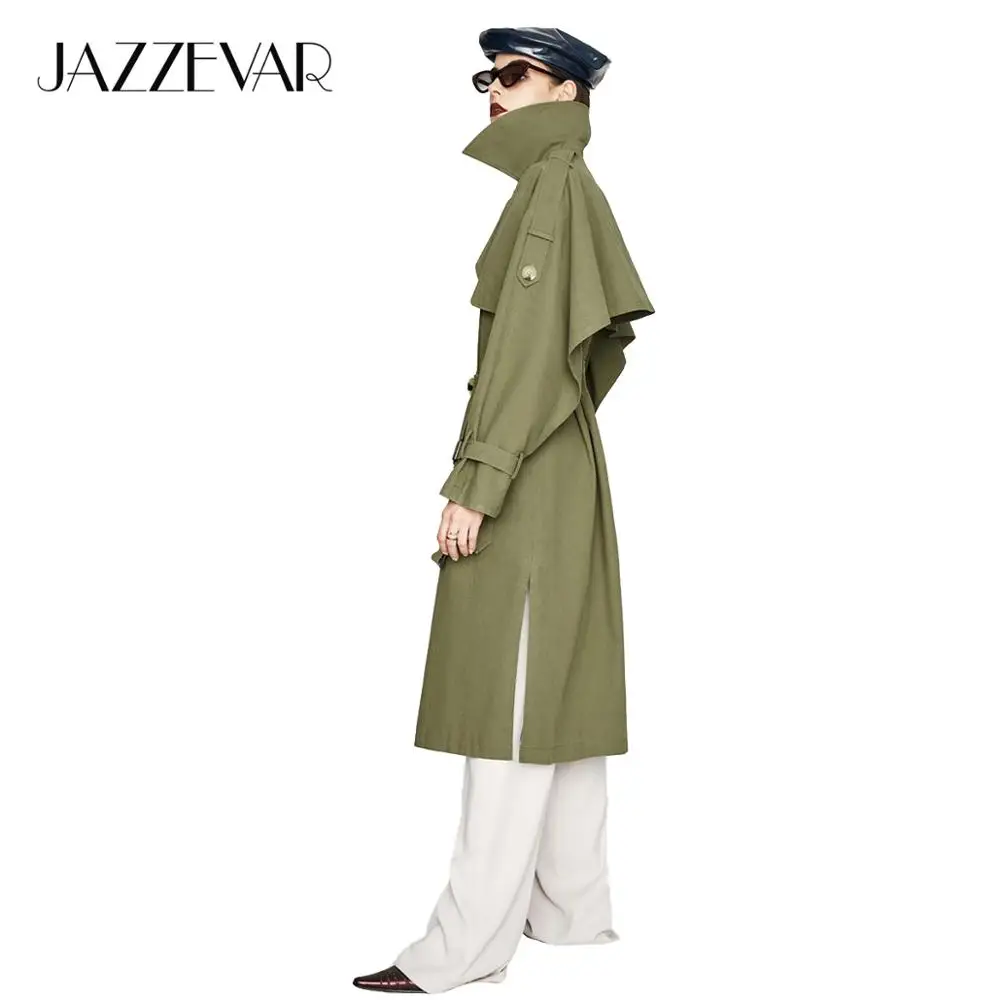 JAZZEVAR 2018 Новиный Осенний модный повседневный женский тренч с длинными рукавами из