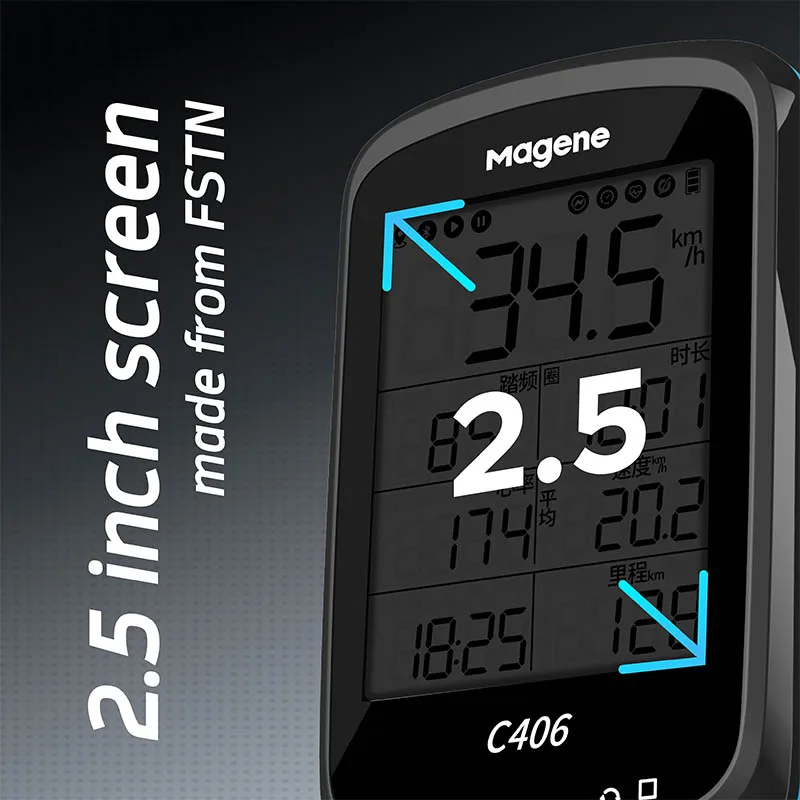 Magene Bike Computer C406 Wireless GPS Speedometer Road MTB Bicycle Bluetooth ANT+ Heart Rate Sensor Waterproof Cycling Computer enlarge