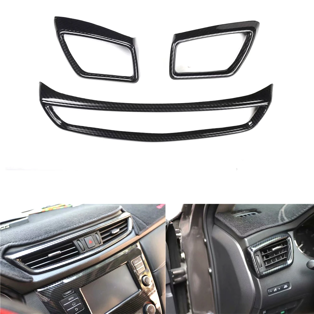 

3pcs Car Dashboard Central Console Side Air Vent Frame Trim Stickers For Nissan X-TRAIL 2017-2020 Interior Auto Parts Styling