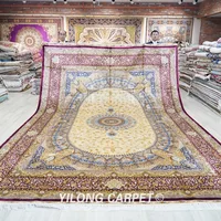 10'x14' Oriental Home White Background Oversize Handmade Persian Silk Carpets (TJ343A)