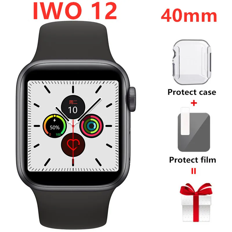 Black Прямая IWO 12 40 мм ЭКГ сердечного ритма женские умные часы серии 5 1:1 для Apple IOS Android умные часы iwo 11 8 плюс 9 10 - Цвет: Black