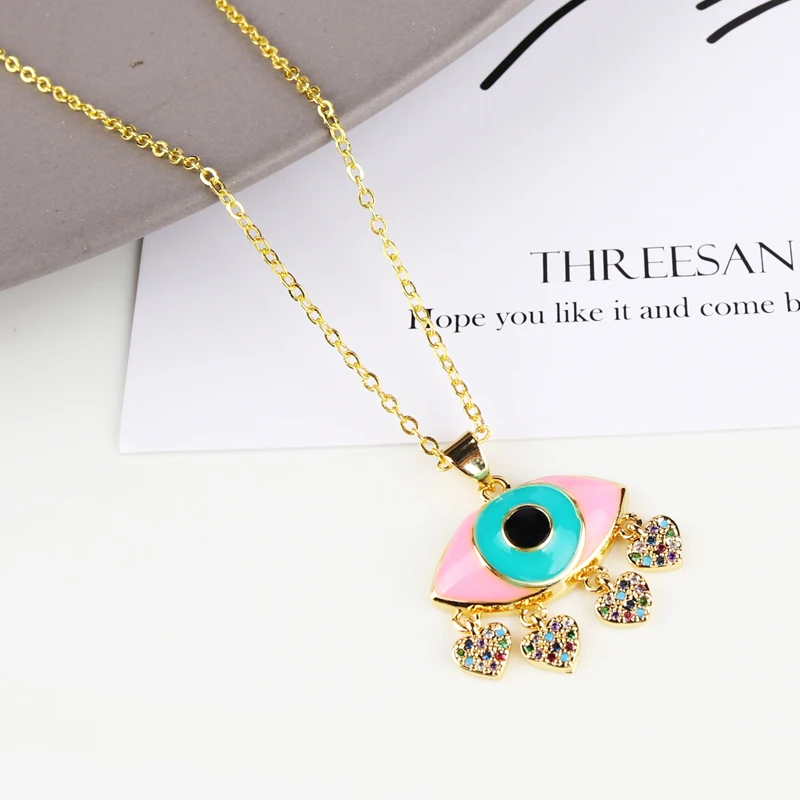Женское Ожерелье Счастливый глаз разноцветное колье-чокер с кулоном сглаза из