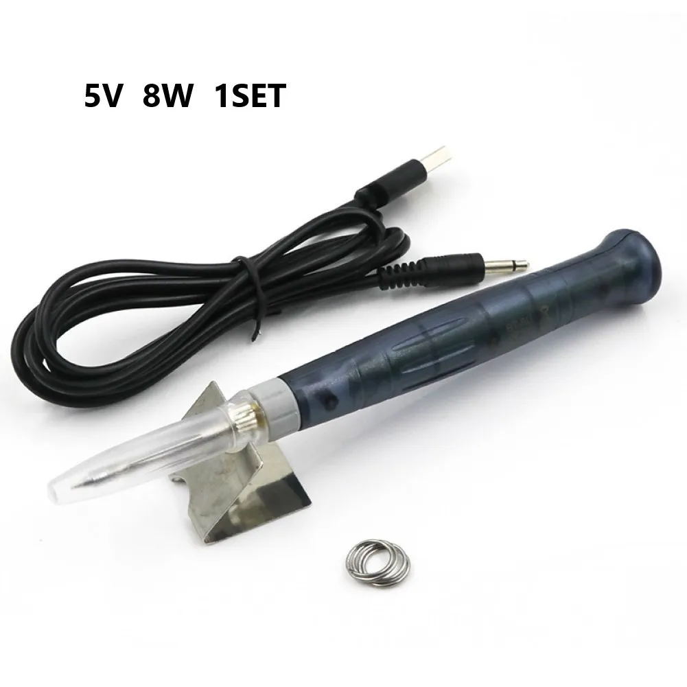 

4pc/set Handheld Electric Soldering Irons Pen USB Data Cable Lid Welder Stand DC 5V Pointed Tip For Home Electronic Welding Work