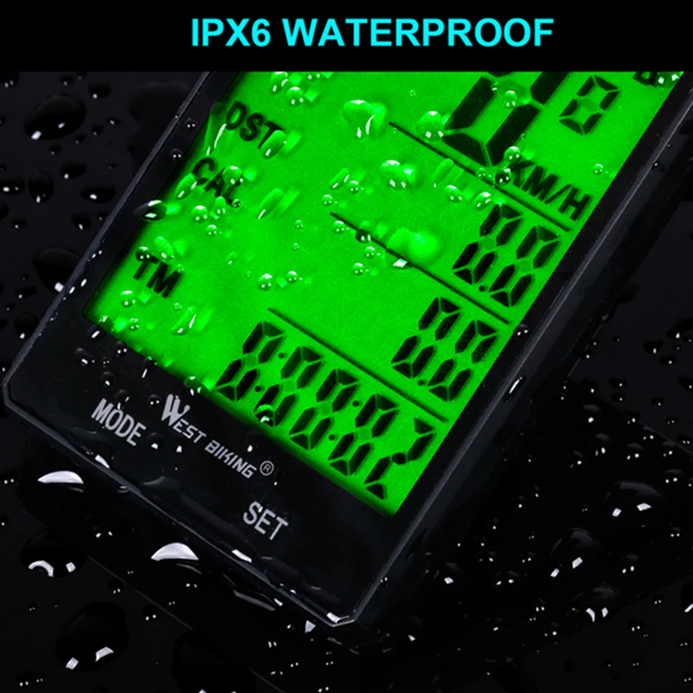 

WEST BIKING waterproof bicycle computer with wireless wired mountain bike bicycle LED speedometer odometer riding stopwatch