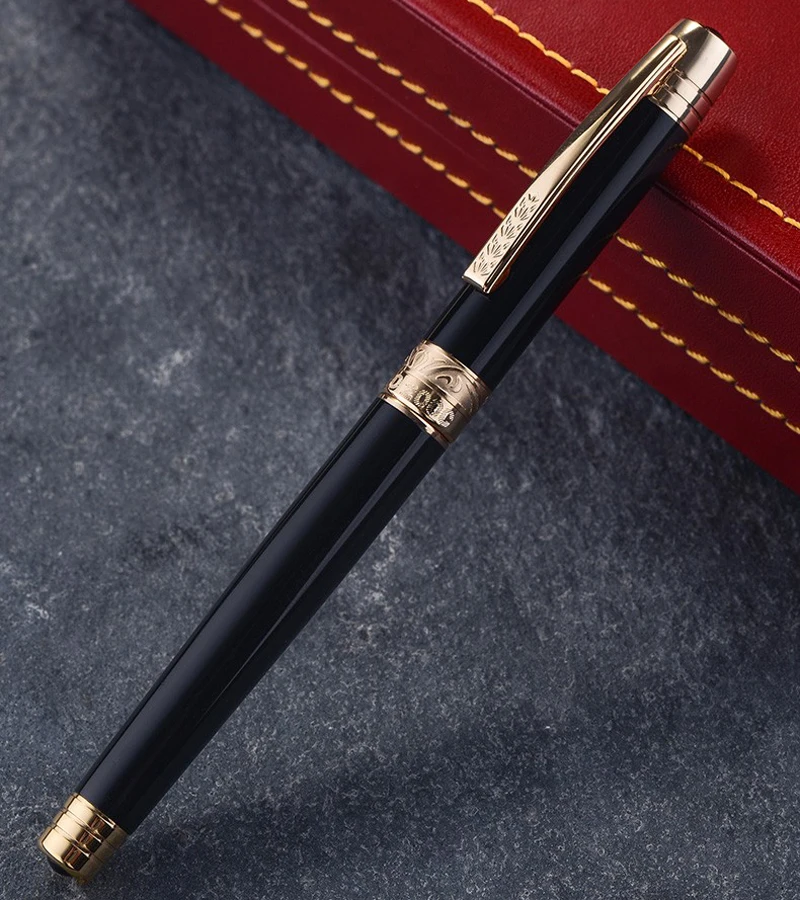 Hero 200C Black Barrel Fountain Pen 14K Gold Fine Nib 0.5mm Gold Trim Office School Writing Tool Gift Box Pen Set Accessory