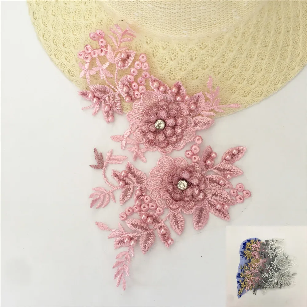 Кружевной воротник с цветочной вышивкой 3D стразы полиэстер ткань для шитья ABS
