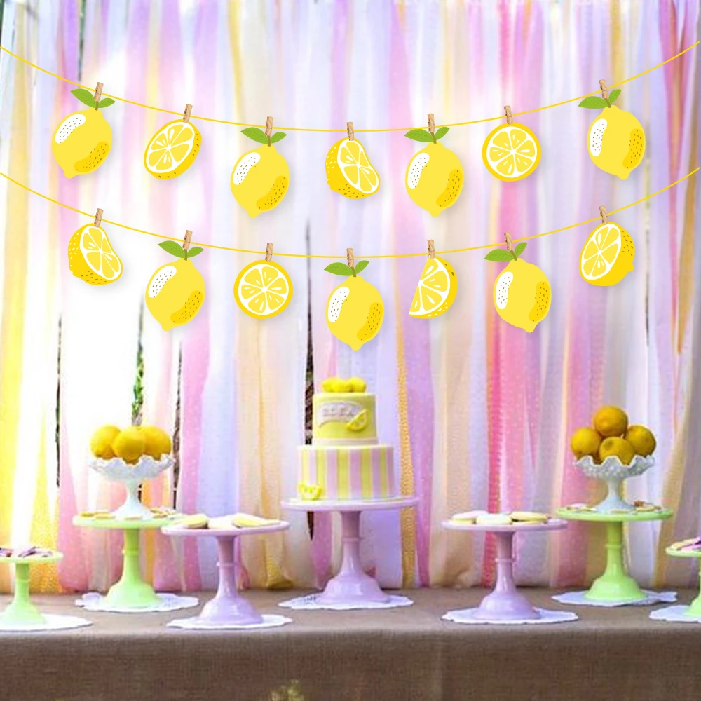 Свежий лимон Happy Birthday &quotсделай сам&quot праздничные баннеры Baby Shower стене висит
