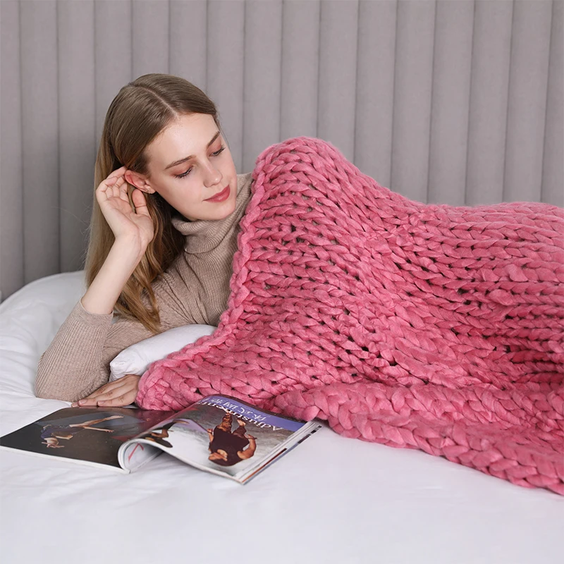 Большое мягкое одеяло крупной ручной вязки Пледы для зимы кровать диван самолет